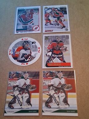 Sean Burke Hockey Card Lot - Multi-Team Goalie Cards - Red, White, Green, Orange